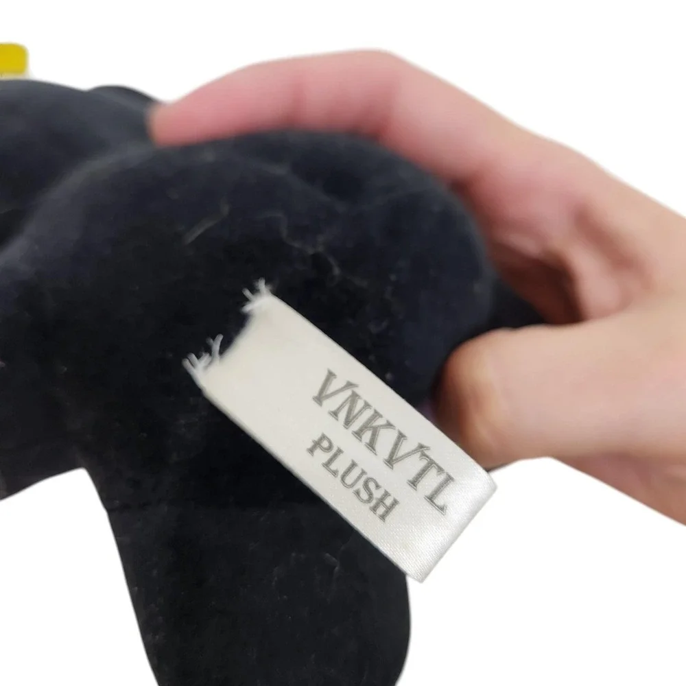 VNKVTL FNAF Black Monster Bear Plush Small Yellow Bow Tie Hat Stuffed Animal Toy